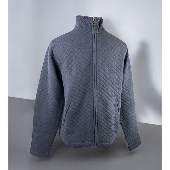 Billy Reid Other - Billy Reid Diamond Quilted Full Zip Jacket Elbow Patches Navy Men's Size Medium